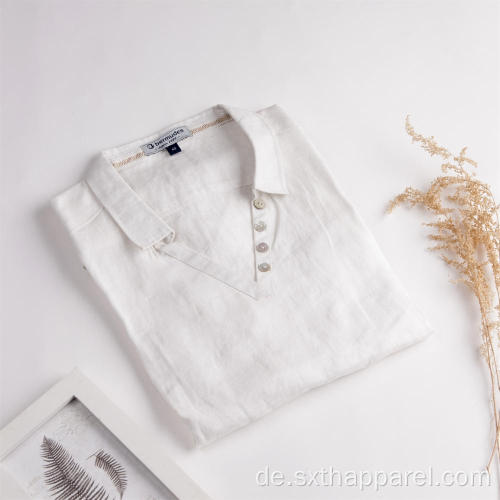 Weiße Langarm-Damen Lose lange Freizeithemden